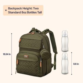 BabbleRoo Diaper Bag Backpack – Large Waterproof Travel Baby Bag with Changing Pad, Insulated Pockets & Stroller Straps (Army Green)