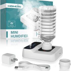 Portable Cool Mist Humidifier – 5000mAh Battery Operated Mini Humidifier for Travel, Bedroom, and Office – Whisper-Quiet, Auto-Off & Night Light – USB Essential for Dry Skin & Plants