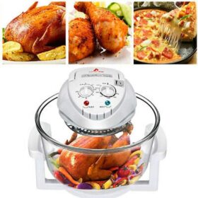 12L Halogen Convection Oven – 360° Air Fryer, Countertop Electric Cooker with 60-250°C Temp Control, Turbo Heating & Recipe Book