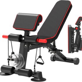 600LBS Adjustable Weight Bench for Home Gym - Foldable Incline/Decline Fitness Bench with High-Density Foam Padded Backrest for Full Body Workout