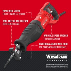 CRAFTSMAN 7.5 Amp Corded Reciprocating Saw with Variable Speed - 1-1/8 in. Stroke Length, 3,200 RPM (CMES300)