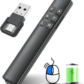 Professional Wireless Presenter Remote with Air Mouse - Rechargeable 2.4GHz USB C Clicker for PowerPoint, Keynote & Google Slides