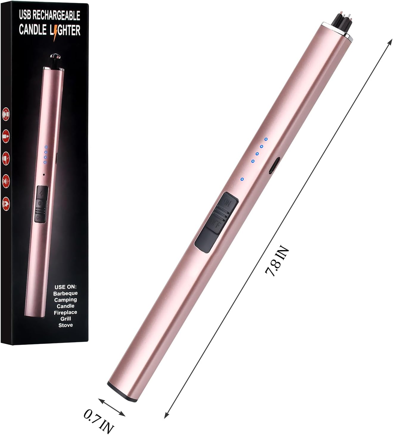USB Rechargeable Electric Candle Lighter - Windproof Dual Arc Plasma Lighter with Safety Lock & LED Display - Perfect Gift for Women, Mom & Wife