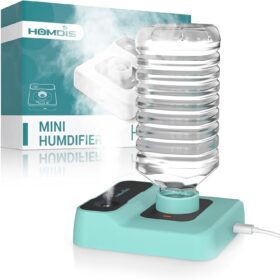 Portable Humidifier for Travel - Mini USB Mist Humidifier with Auto Shut-Off & Night Light, Personal Desktop Air Humidifier for Plants, Bedroom, Office & Hotel (Green)
