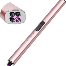 USB Rechargeable Electric Candle Lighter - Windproof Dual Arc Plasma Lighter with Safety Lock & LED Display - Perfect Gift for Women, Mom & Wife