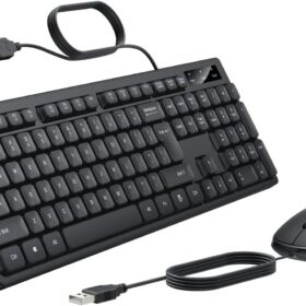 Belkin Connect Wired Keyboard and Mouse Combo – Full-Size USB-A Set with Spill-Resistant Design, Ergonomic Mouse, and Multimedia Keys for Windows PC/Laptop – Black