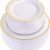 WDF 120-Piece Gold Rim Disposable Plastic Plates Set – Elegant White & Gold Dinner & Salad Plates for Weddings, Parties, and Holidays
