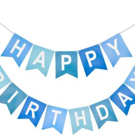 Blue Happy Birthday Banner - Pre-Strung Party Decoration, Premium Cardstock Sign for Boys, Men, & Women
