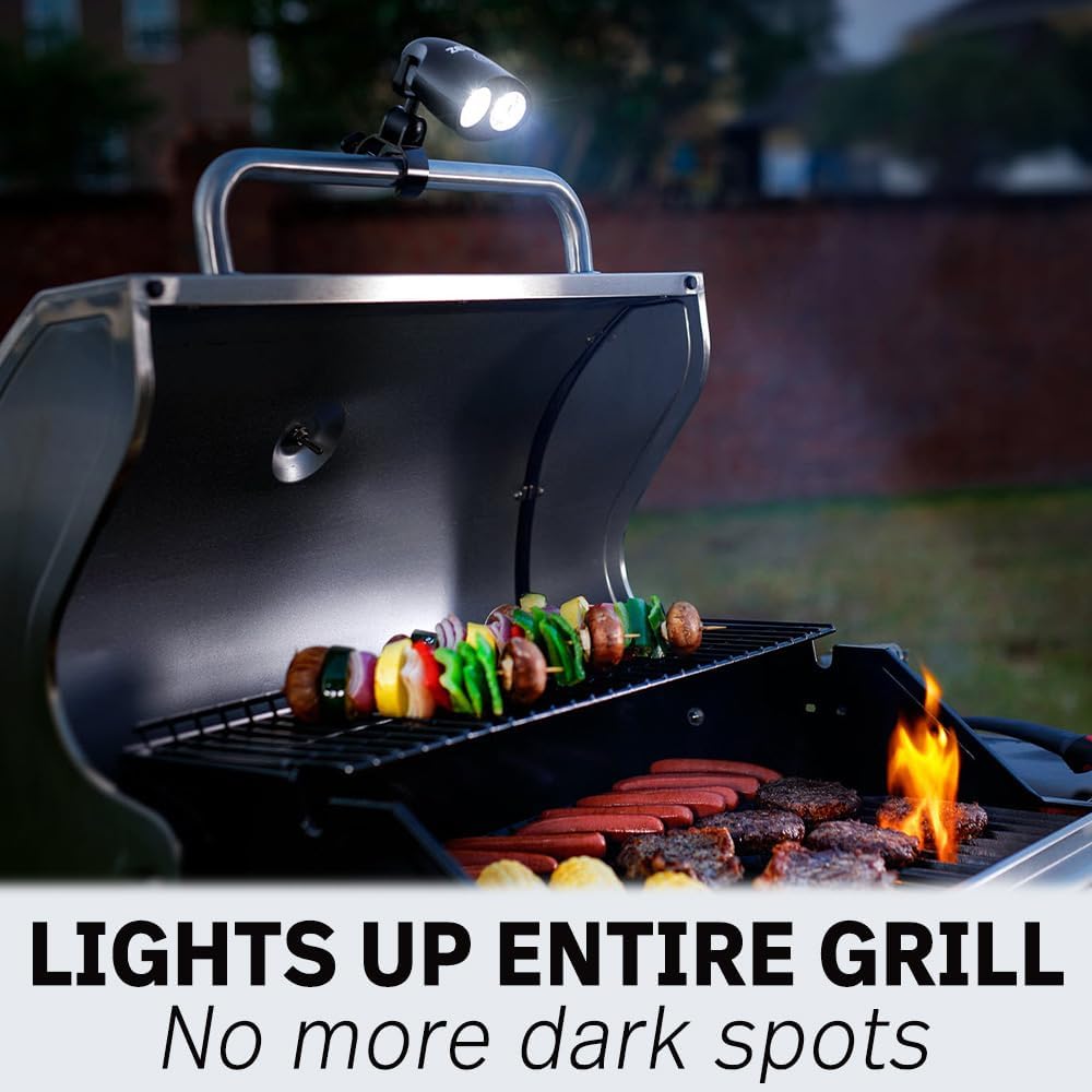 Sirius 1.0 Ultra-Bright LED Grill Light – Heavy Duty BBQ Accessory with 10 LEDs, Heat Resistant Clip-On Handle Lamp for Weber, Traeger, and Blackstone Grills – Includes Batteries & Case