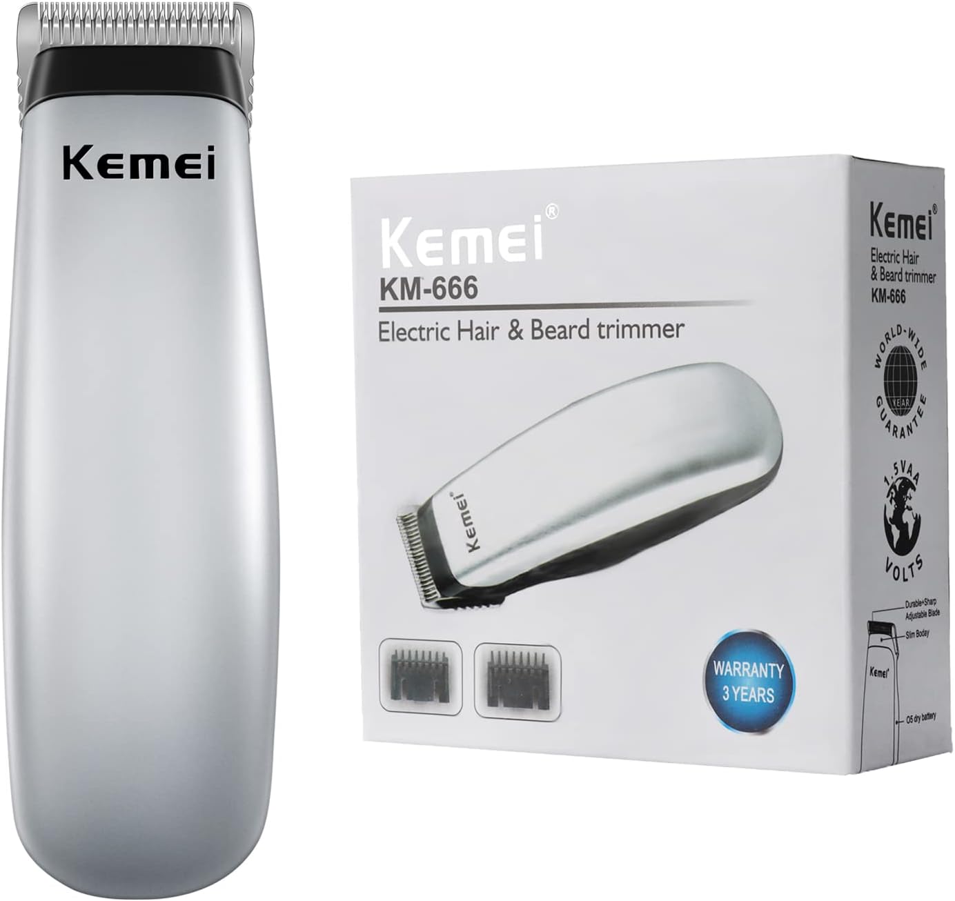 KEMEI Professional Cordless Mini Hair Trimmer - Portable Stainless Steel Clipper for Beards, Mustaches, and Precise Haircuts