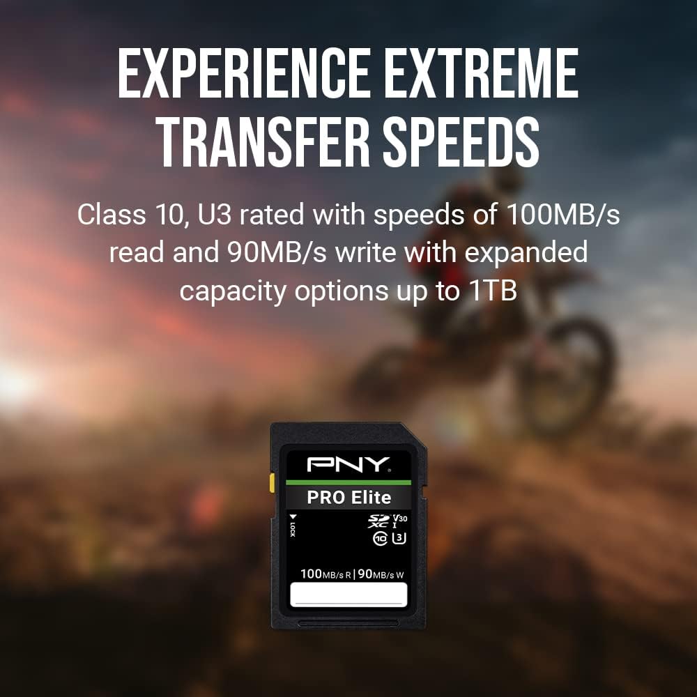 PNY PRO Elite 512GB SDXC Memory Card - Up to 100MB/s, UHS-I, U3, V30, 4K UHD & Full HD Video Support for DSLR & Mirrorless Cameras