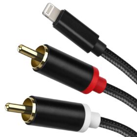 12FT Lightning to RCA Cable, Stereo Audio Aux Y Splitter Adapter for iPhone iPad to Home Theater, Car Stereo & Speakers (Silver)