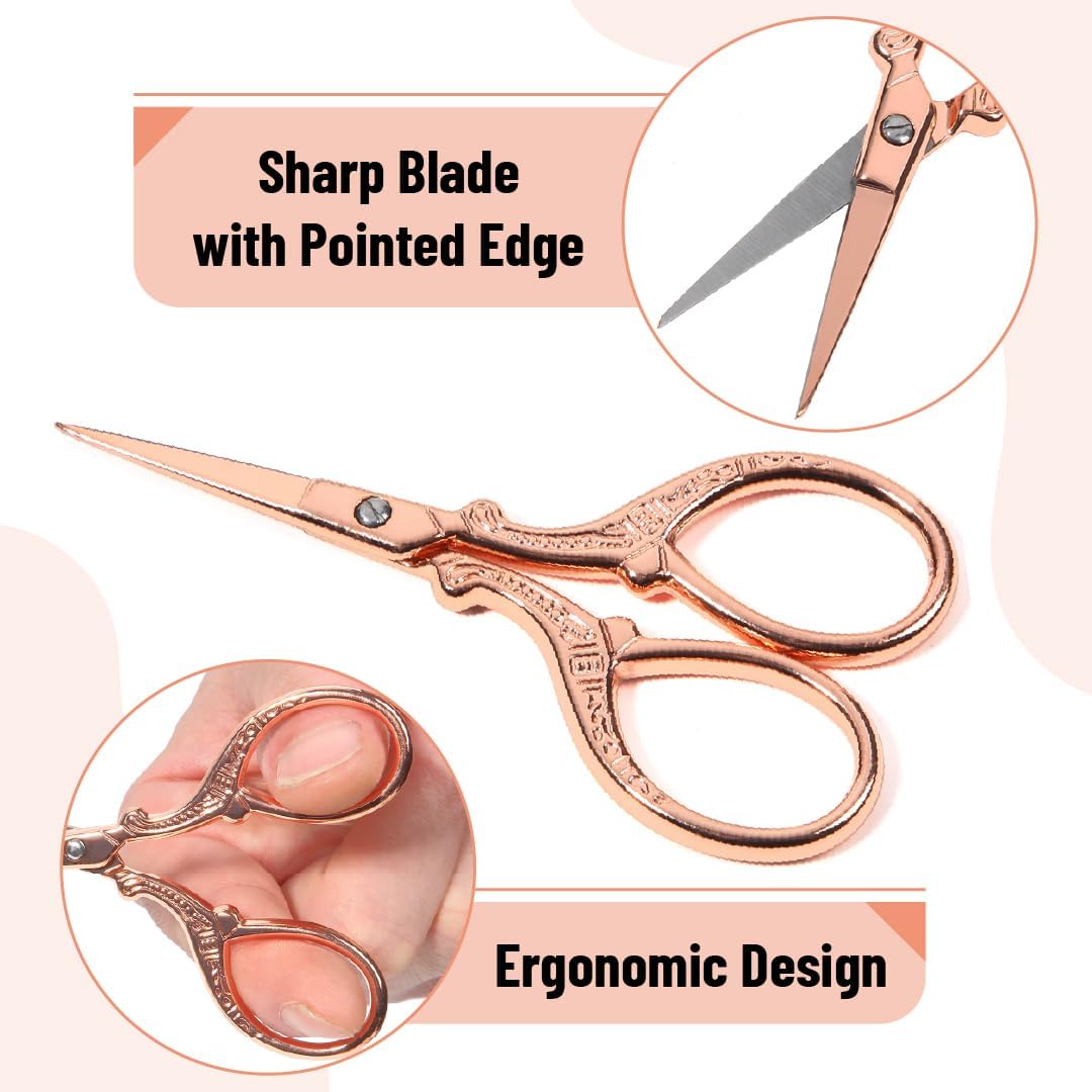 Mr. Pen Rose Gold Fabric & Embroidery Scissors Set – Heavy Duty 8.5 inch Tailor Shears & 3.5 inch Detail Snips – Stainless Steel Sewing & Craft Cutting Tools for Quilting, Dressmaking, and Embroidery