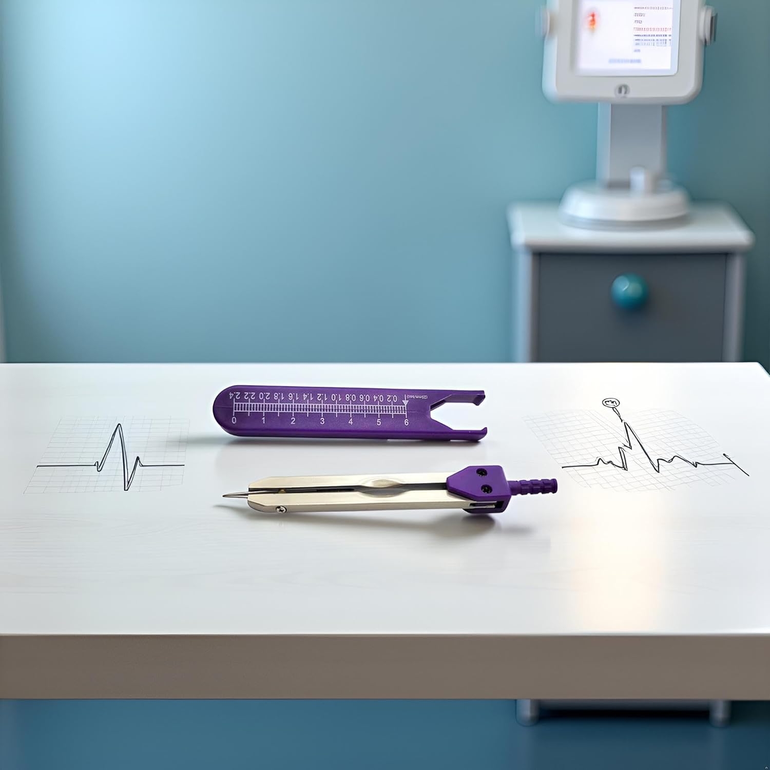 Purple EKG Calipers – Premium ECG Measurement Tool for Medical Professionals, Nurses, and Students