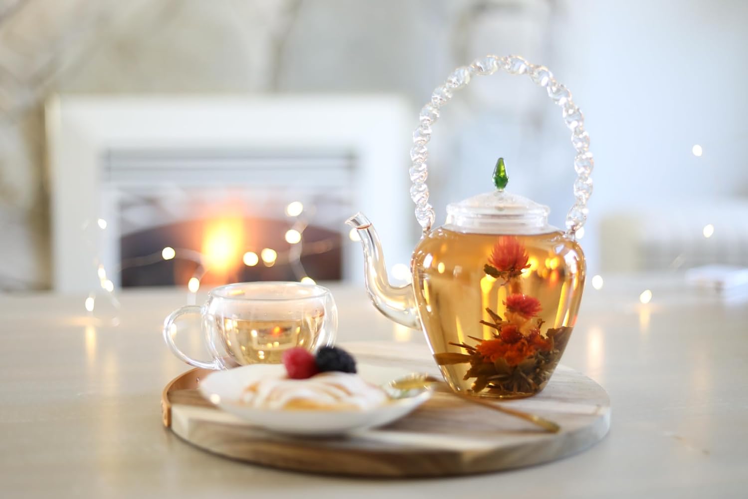 Teabloom Flowering Tea Gift Set - 12 Hand-Tied Blooming Green Tea Varieties - 36 Servings of Exquisite Jasmine & Edible Flowers - Premium Loose Leaf Tea Canister