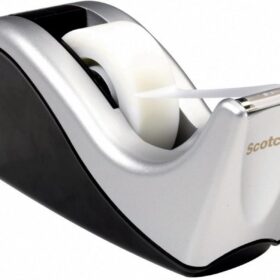 Scotch Desktop Tape Dispenser, Silvertech Two-Tone (C60-ST) – Weighted Non-Skid Base for Office & School