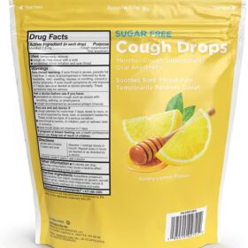 Amazon Basic Care Sugar Free Honey Lemon Cough Drops, 140 Count - Soothes Sore Throats