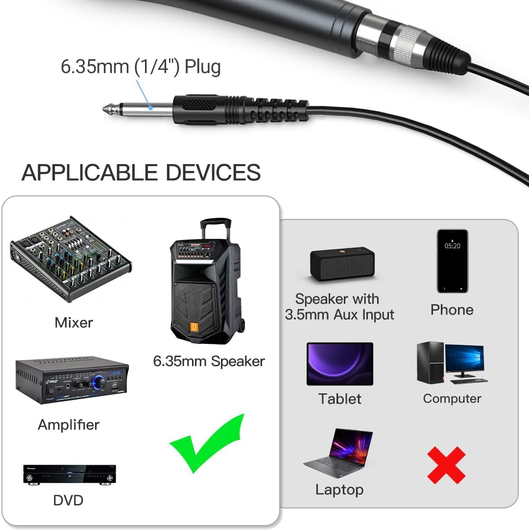 FIFINE K6 Wired Dynamic Vocal Microphone - Professional Handheld Karaoke Mic with 14.8ft Detachable Cable, 1/4'' Plug, ON/Off Switch for Singing, Speech, and DJ