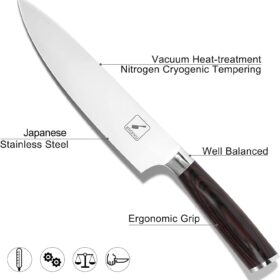 imarku 8-Inch High-Carbon Stainless Steel Chef Knife - Ultra-Sharp Gyutou Kitchen Cutlery with Ergonomic Pakka Handle & Gift Box - Professional Culinary Knife for Meat, Vegetables, and Fruit