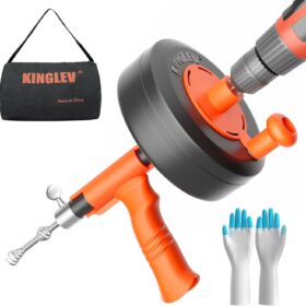 25FT Drain Snake Auger with Drill Adapter - Flexible Steel Plumbing Tool for Sink, Shower & Bathtub Clogs - Manual or Powered Use