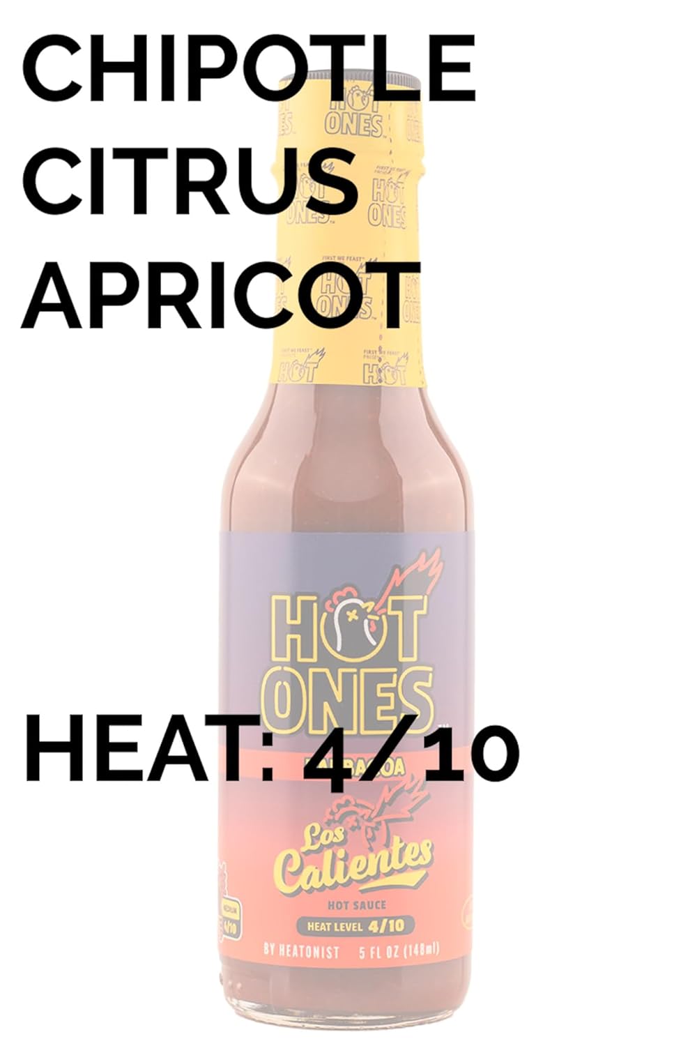Hot Ones Los Calientes Barbacoa Hot Sauce - Smoked Red Jalapeno & Chipotle Blend, All-Natural Gluten-Free Ingredients, Perfect for BBQ, Tacos, and Marinades, 5 fl oz