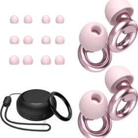 High-Fidelity Noise Reduction Earplugs – 2-Pair Reusable Set for Sleeping, Concerts & Work with 8 Pairs of Ear Tips & Travel Case (25dB-30dB)