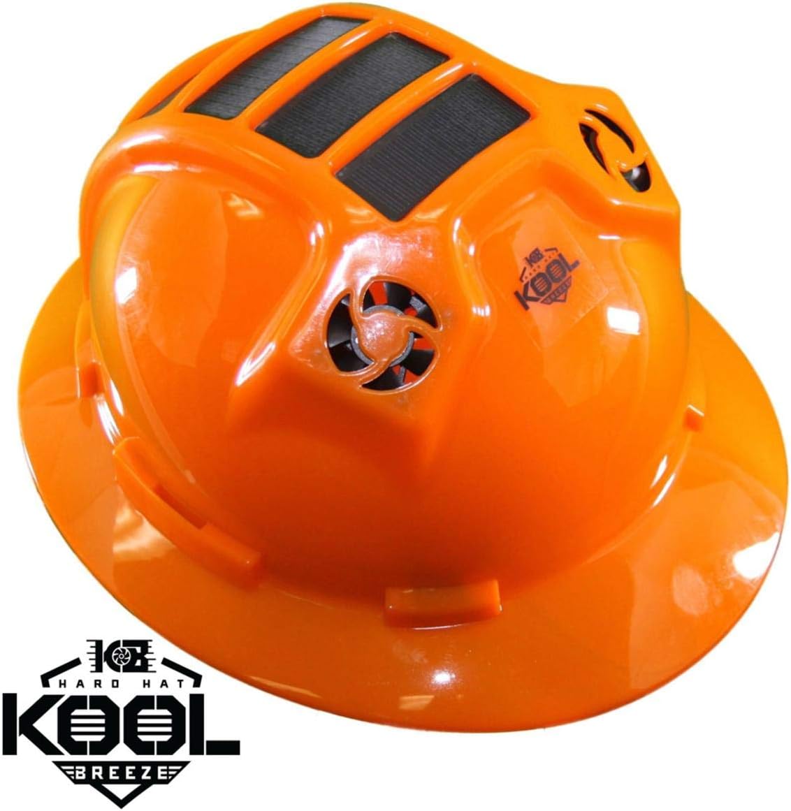 Kool Breeze Solar Powered Hard Hat with Rechargeable Fan, Full Brim Yellow Safety Helmet with Adjustable Ratchet Suspension - Type 1 Class C