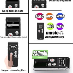 Digital Voice Recorder 16GB - Portable USB Dictaphone with Playback, Voice Activation & Noise Reduction for Lectures, Meetings and Interviews