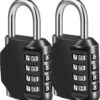 Fayleeko 2-Pack Black 4 Digit Combination Padlock - Heavy Duty Security Lock for Gym Lockers, School, Fence, Toolbox & Storage Cases - Resettable Code