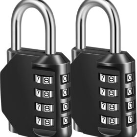 Fayleeko 2-Pack Black 4 Digit Combination Padlock - Heavy Duty Security Lock for Gym Lockers, School, Fence, Toolbox & Storage Cases - Resettable Code