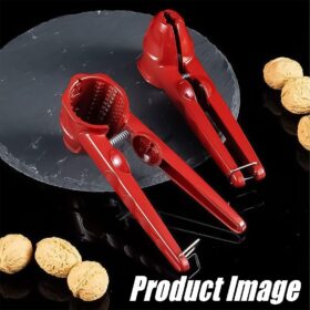 Heavy-Duty Aluminum Alloy Nutcracker Set with Non-Slip Handle & 4 Clips - Ergodic Pliers Tool for Walnuts, Pecans, Almonds & All Nuts (Red, 2-Pack)