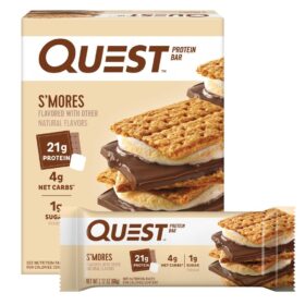Quest Nutrition S'mores Protein Bar - High Protein, Low Carb, Keto Friendly Gluten Free Snack, 4 Count Box