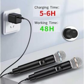 Professional Wireless Karaoke Microphone System – Dual Handheld USB Rechargeable Mics with LED Display, Aluminum Alloy Body & 30m Range for Home KTV, Meetings, and Events
