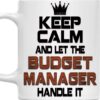 Funny Budget Manager Mug 11oz - Keep Calm & Let The Budget Manager Handle It - White Ceramic Coffee Cup for Office, Coworker & Birthday Gifts