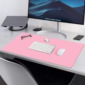 Premium PU Leather Desk Pad for Office (31.5" x 15.7") - Waterproof, Non-Slip Large Desk Mat & Mouse Pad - Laptop & Keyboard Protector - Chic Pink