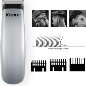 KEMEI Professional Cordless Mini Hair Trimmer - Portable Stainless Steel Clipper for Beards, Mustaches, and Precise Haircuts