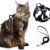 Escape-Proof Cat Harness and Leash Set with AirTag Pocket - Reflective, Adjustable Soft Mesh Vest for Large Cats and Small Dogs - 59' Lead Included (Black, Large)