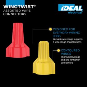 IDEAL Electrical WingTwist Wire Connectors - Assorted Red & Yellow Wing-Nut Wire Nuts for Electrical Wiring - 150 Piece Jar (30-5152J)