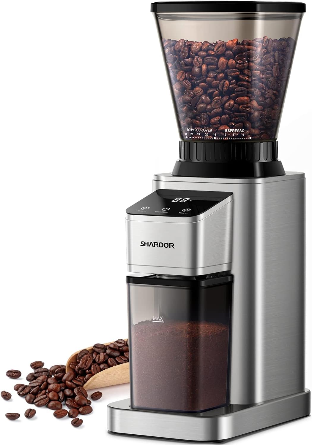 SHARDOR Conical Burr Coffee Grinder - 48 Precision Settings with Anti-Static Technology, Electric Espresso Grinder with Timer & Stainless Steel Burr for Drip & French Press