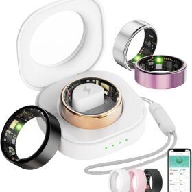 Smart Ring Health & Fitness Tracker – Heart Rate, Sleep & Steps Monitor with IP68 Waterproof, Remote Camera Control & No App Fees (Rose Gold, Size 11)