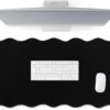 Preppy Scalloped Desk Mat - Large 31.5" x 15.75" Waterproof Office Table Pad with Edge Stitching & Non-Slip Rubber Base (Black)