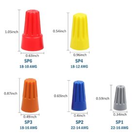 Fidioto 100-Pack SP4 Yellow Electrical Wire Connectors – Spring Insert Twist Wire Nuts for 18-12 AWG Wire