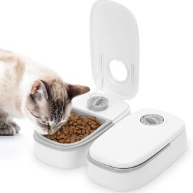 Automatic Cat Feeder with Ice Pack – 48-Hour 700ml Wet & Dry Food Dispenser for Cats, Puppies & Small Dogs – Portable Timer Dish with Secure Lid