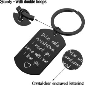 Drive Safe Keychain for Boyfriend – 'I Need You Here With Me' Heart Keyring Gift for Him, Husband & Fiancee (Valentine, Birthday, Car Accessories)