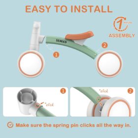 SEREED Baby Balance Bike – 4-Wheel No-Pedal Toddler Bike for 1 Year Old Boys & Girls (12-24 Months)