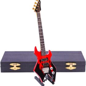 Handcrafted Wooden Miniature Electric Bass Guitar Replica with Display Stand & Case - 7.87" Musical Collectible Figurine & Home Decor