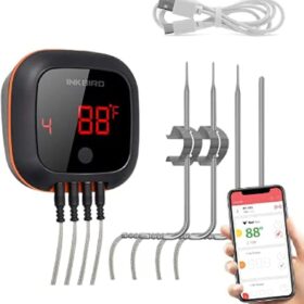 Inkbird IBT-4XS Bluetooth Wireless Meat Thermometer with 4 Probes, Smart BBQ Alarm & Timer for Grill, Smoker, and Kitchen
