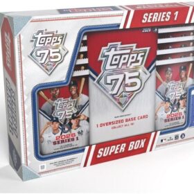 2026 Topps Series 1 Baseball Super Box – 75th Anniversary Edition – Exclusive Hobby Pack with Silver Crackle Parallels, Inserts & Funko Bitty Pop