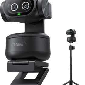 EMEET PIXY Dual-Camera AI-Powered PTZ Streaming Camera, 4K Webcam with Auto Tracking, PDAF Autofocus, Sony Sensor, 3-Mic Array, Wide-Angle Presets for Twitch, OBS, Content Creation & Remote Work