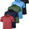 OYGSieg Men's Classic Fit Polo Shirts - 5 Pack Soft Cotton Blend Casual Golf Tennis Shirts with Ribbed Collar